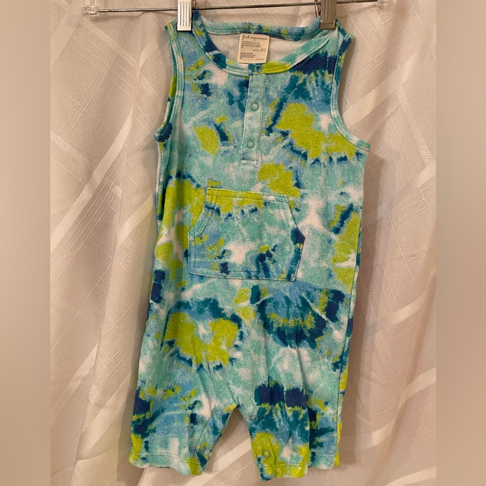 Some - NWT. First Impressions sleeveless tie dye romper with kangaroo pocket.